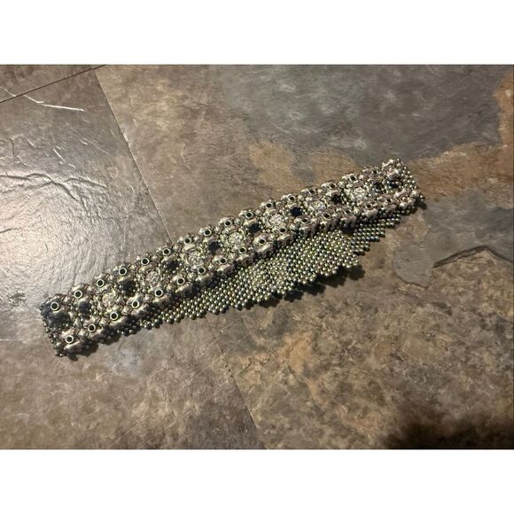 SG Sergio Gutierrez Silver Liquid Metal Mesh Chocker Necklace Fashion Jewelry - Picture 2 of 4